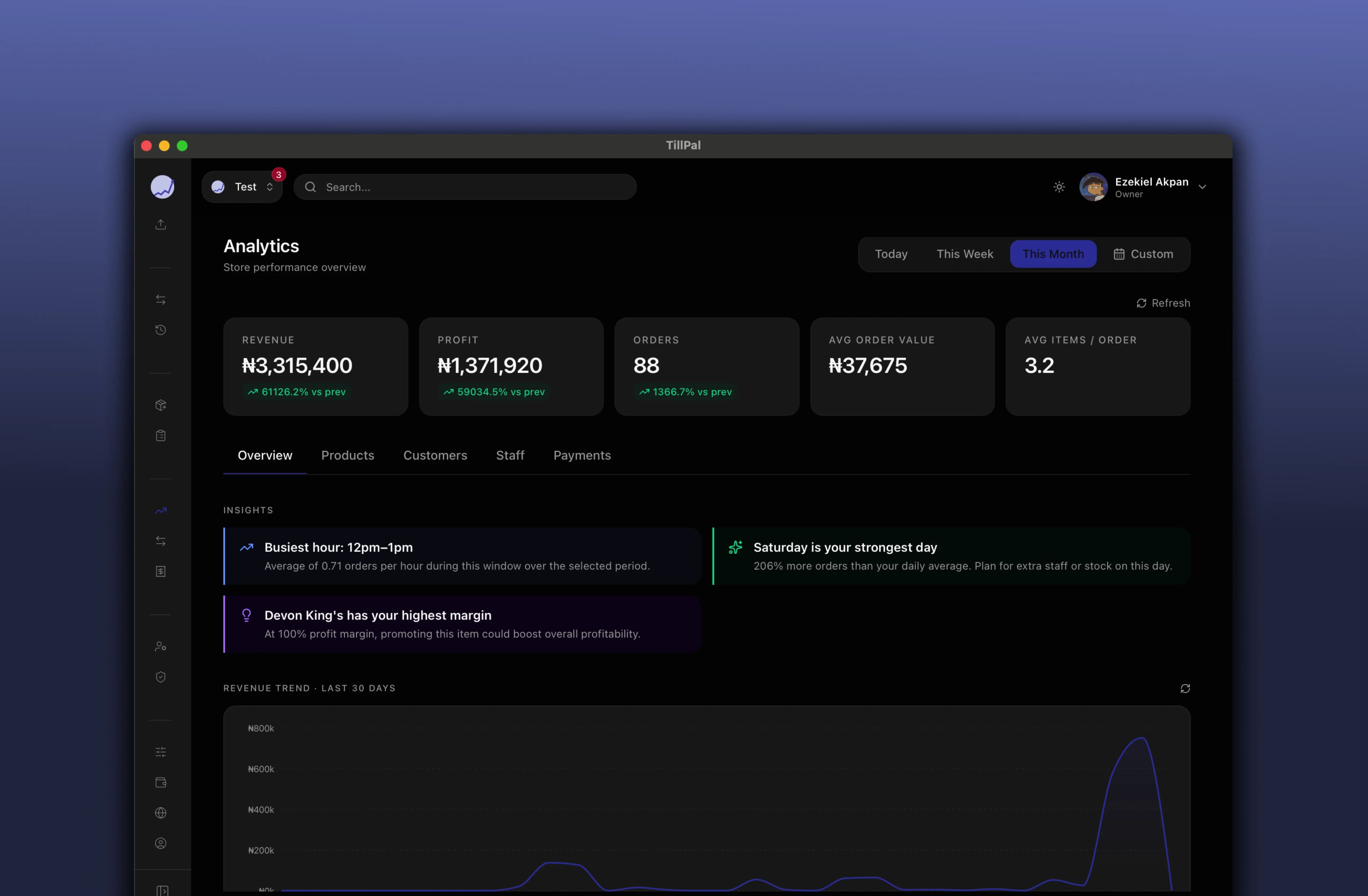 TillPal desktop dashboard